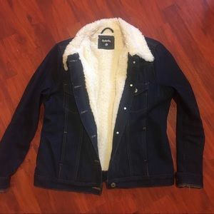 Fur lined denim jacket